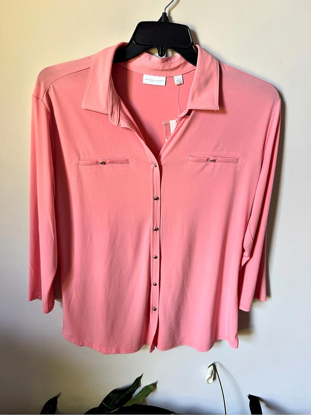 New York & Company Pink Button Down Shirt XL NWT